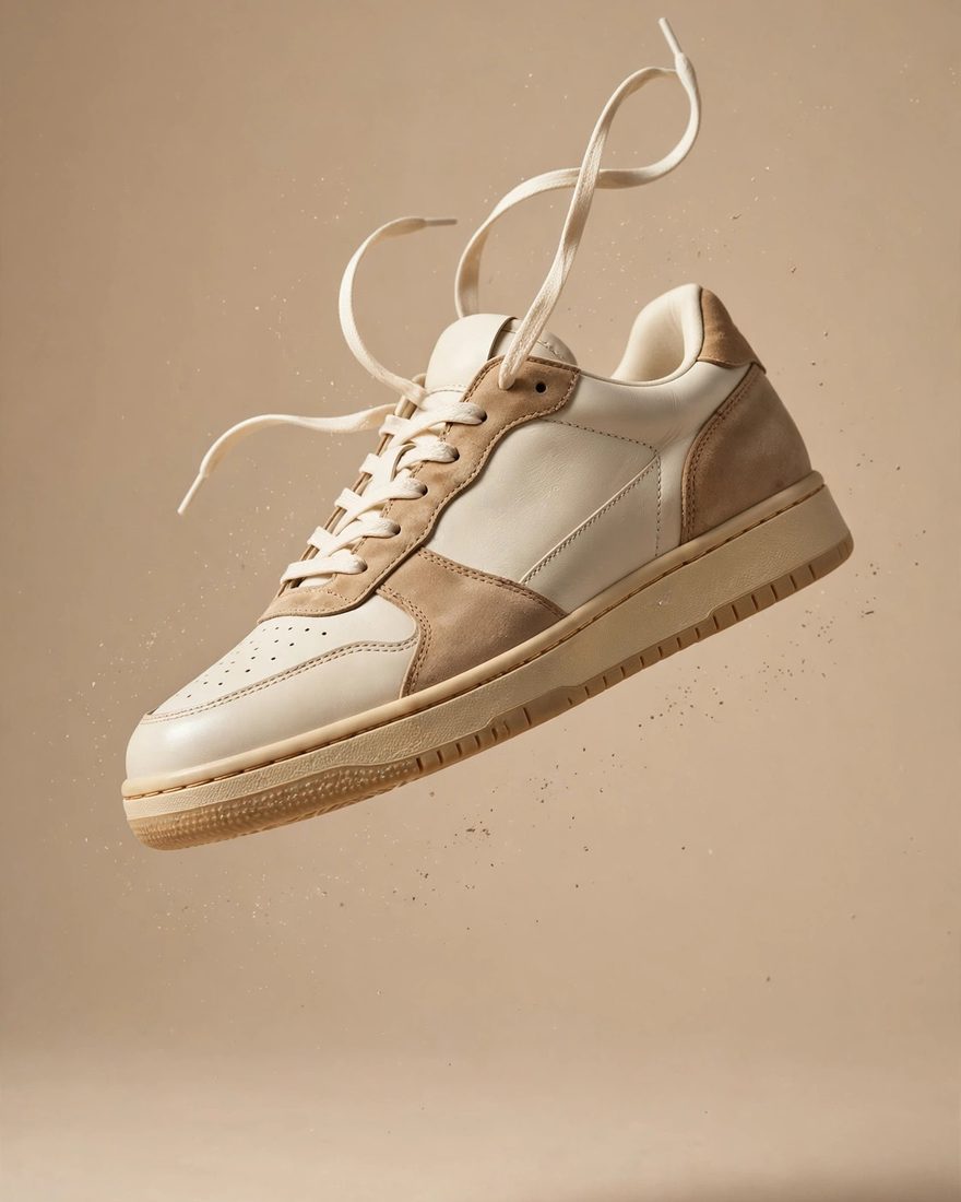 Premium cream sneaker product shot